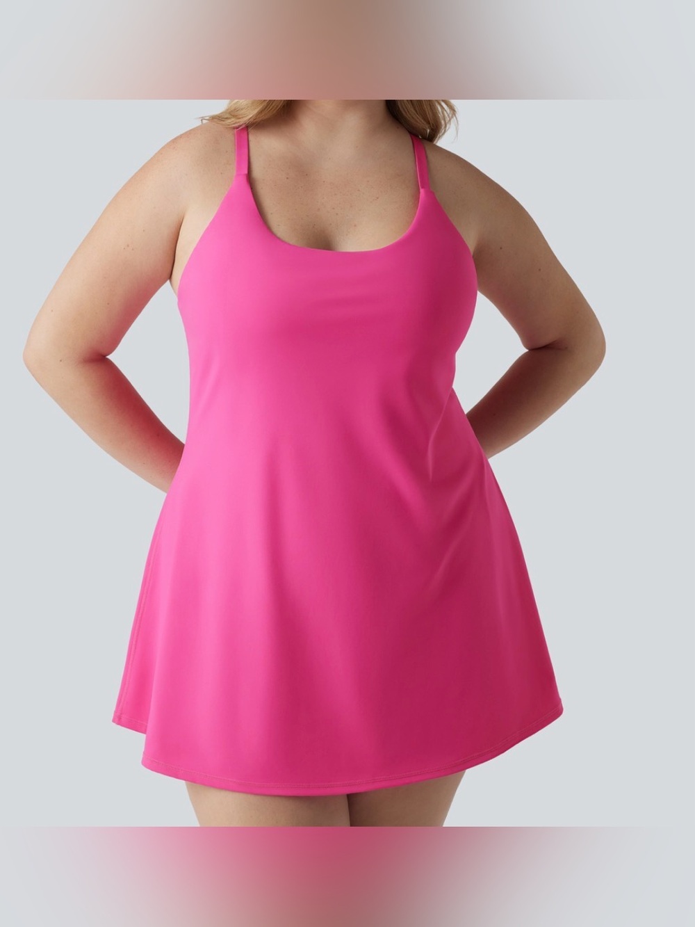 Halara Everyday SoftlyZero Backless 2-in-1 Flare Workout Plus Size 2X Dress Pink